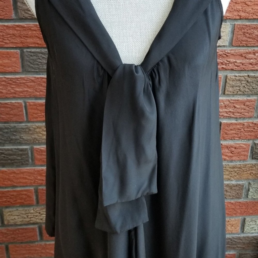 Gold Hawk Sleeveless Black Silk Tunic Blouse - Picture 5 of 5